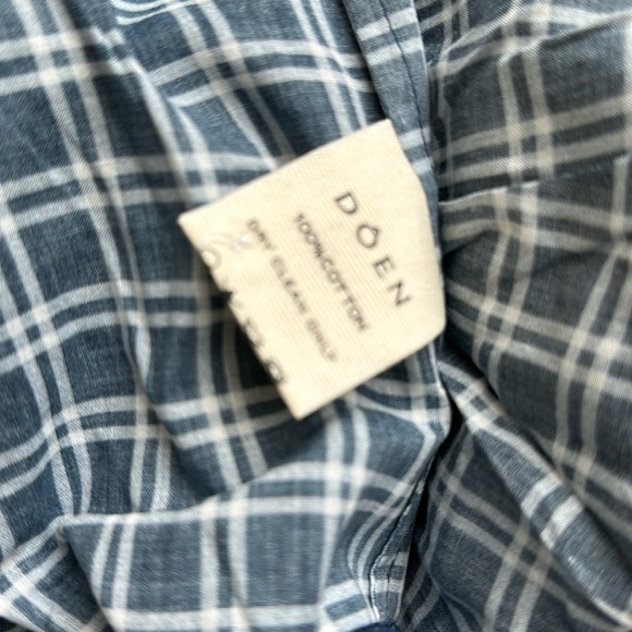 Doen Revi maxi dress size L stunning blue/white plaid w mother of pearl buttons - Picture 3 of 4